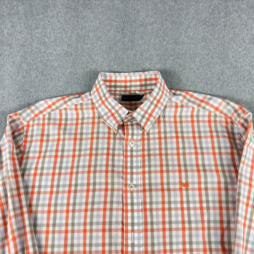 Southern Marsh Shirt Mens XL Orange Gray Plaid Button Down Long Sleeve READ